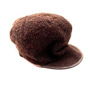 Override Brown Newsboy Knit Cap Brimmed
